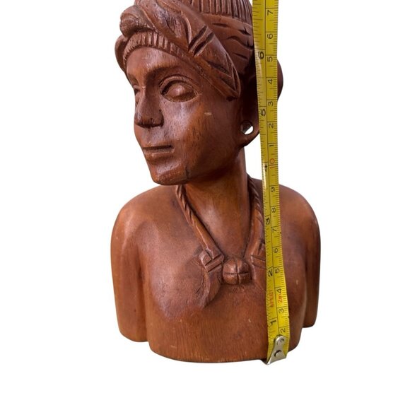 Vintage Hand Carved Wooden Bust Solid Wood Primitive Native Tribal Figure - Picture 5 of 6